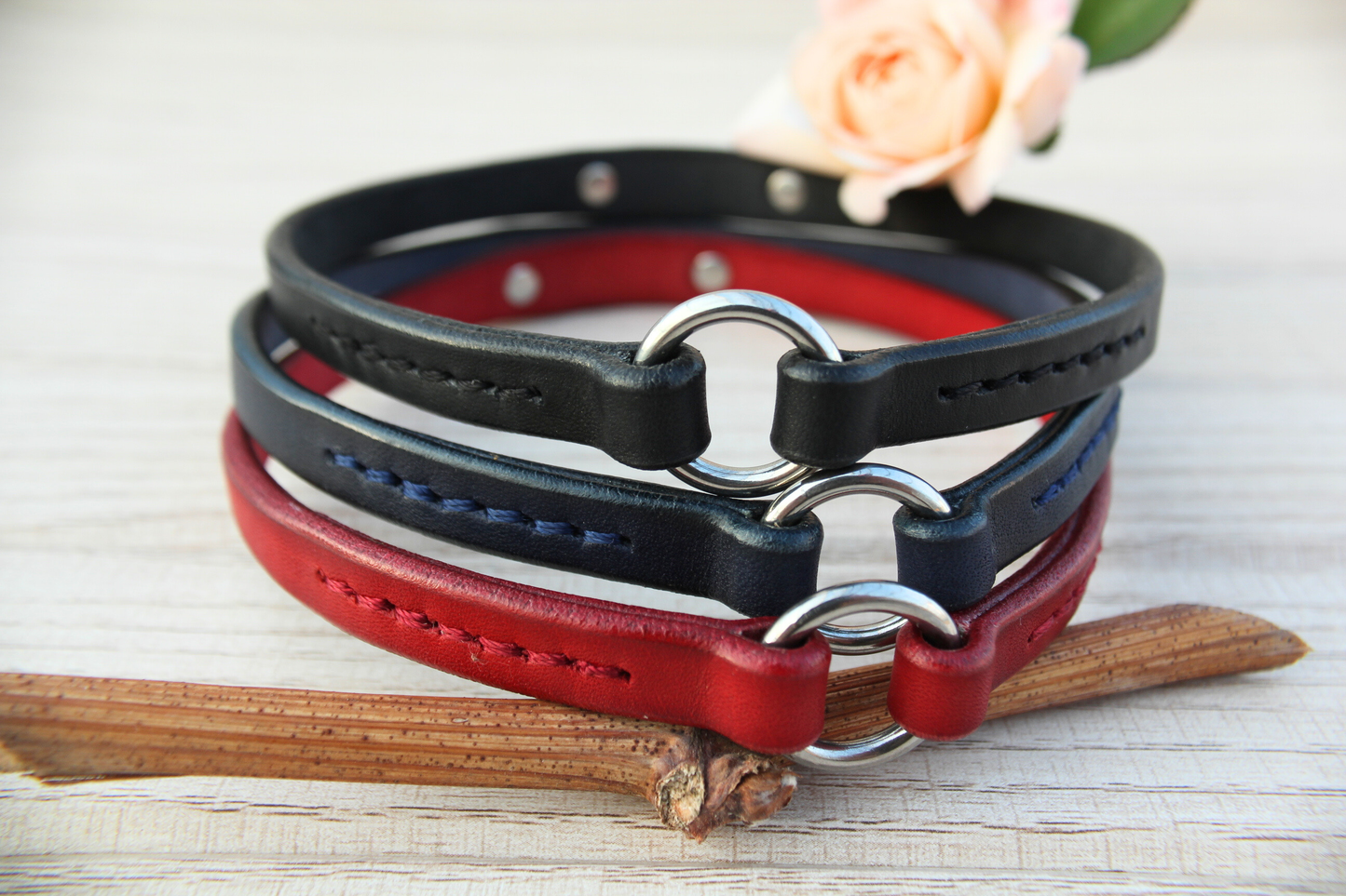 House Leather Dog Collar, Personalized ID Tag Collar