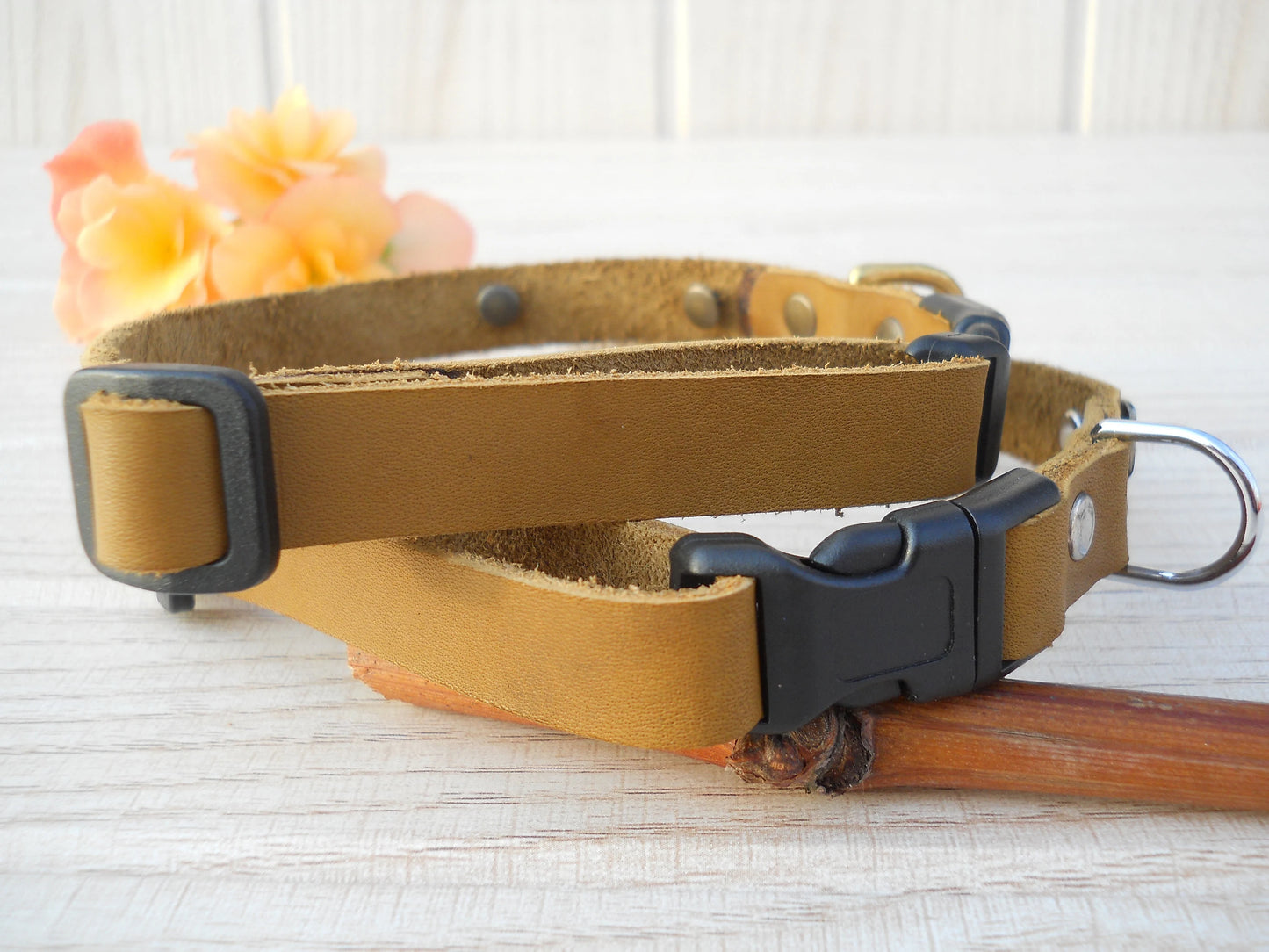 Personalized Leather Puppy Collar – Soft Small Dog Collar with Name & ID Tag