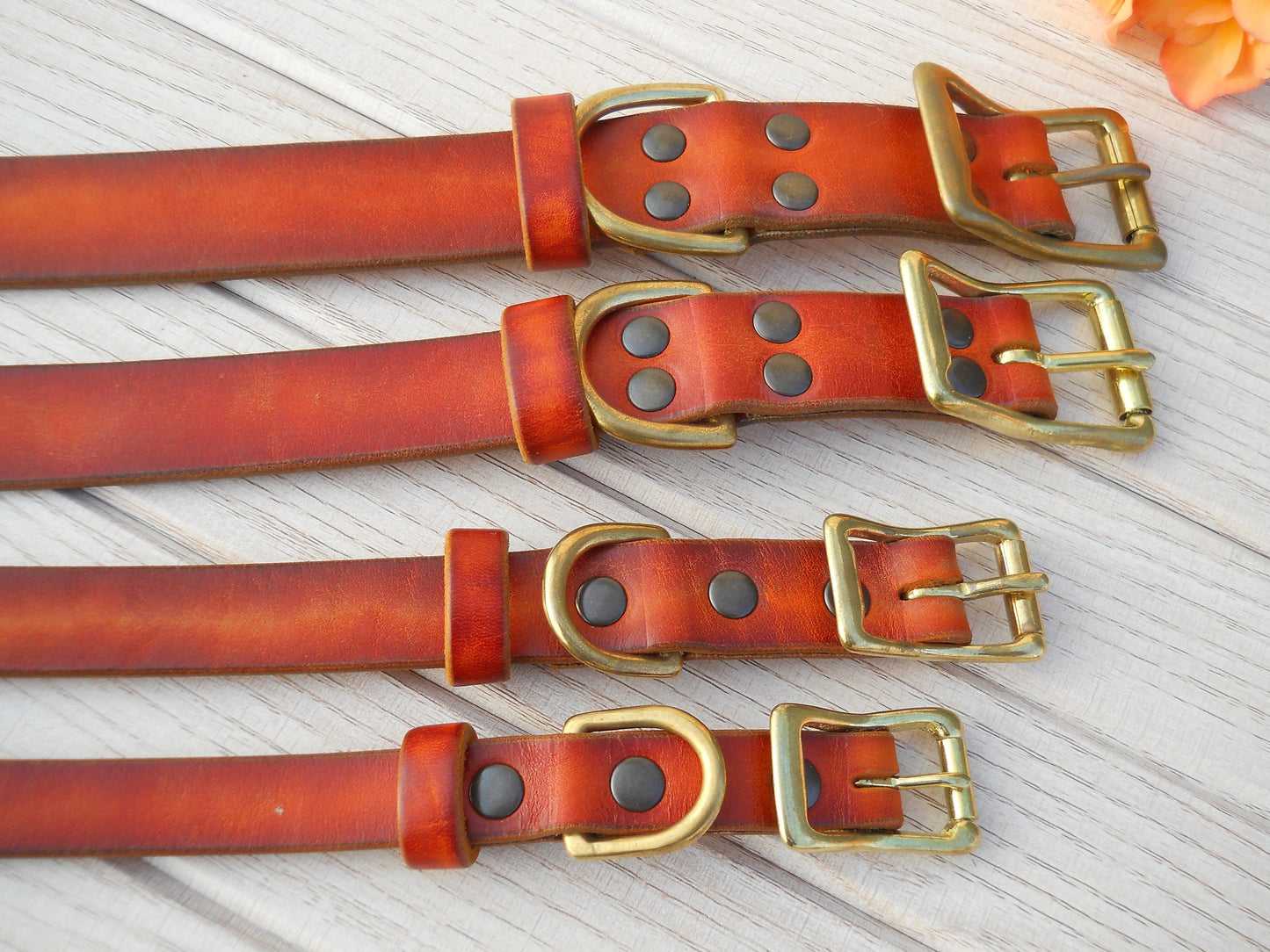 Leather Dog Collar Vintage Look, Personalized Pet Gift