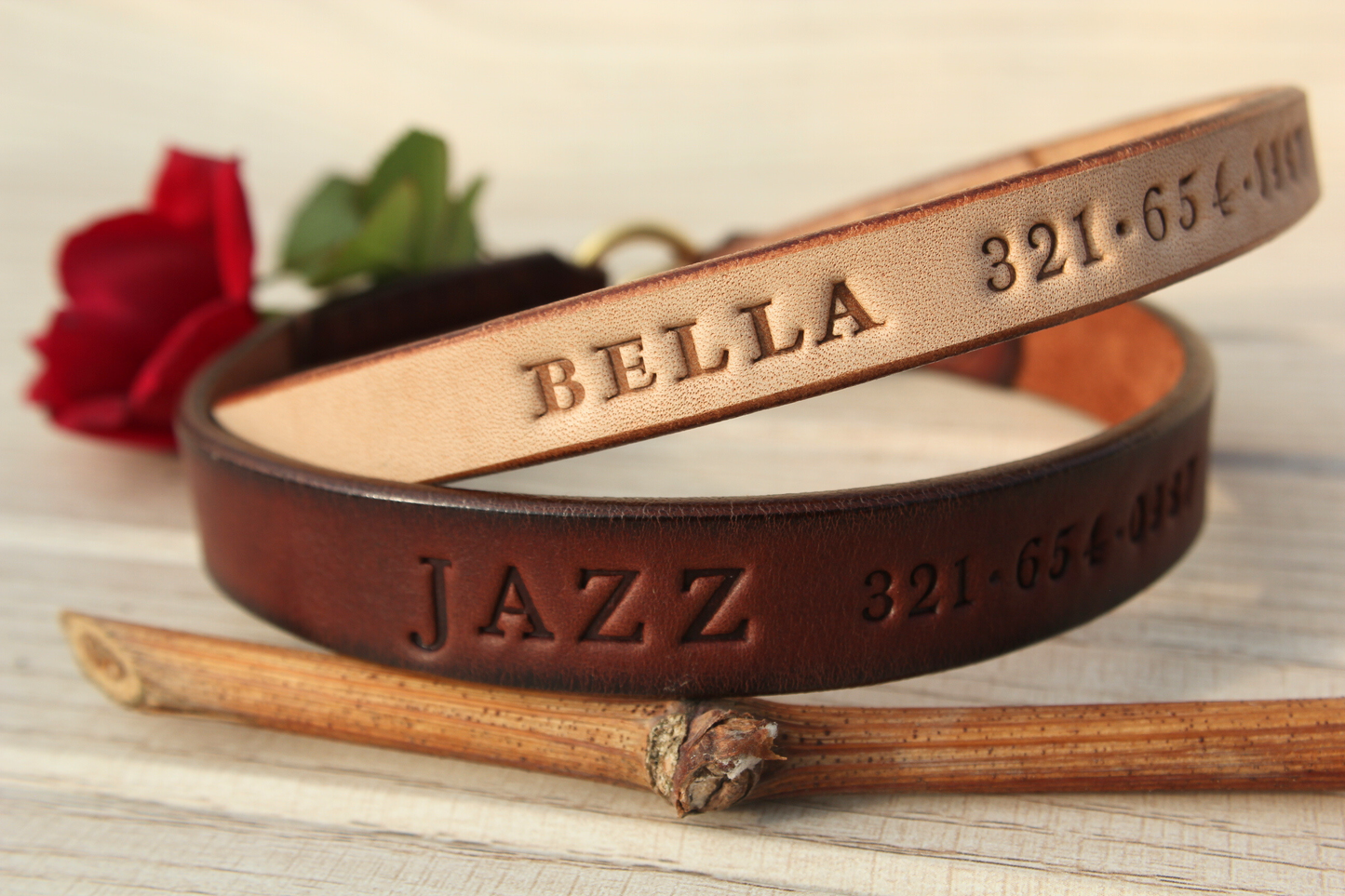 Handmade Dog House Collar with Hot-Stamped Personalized ID Tag