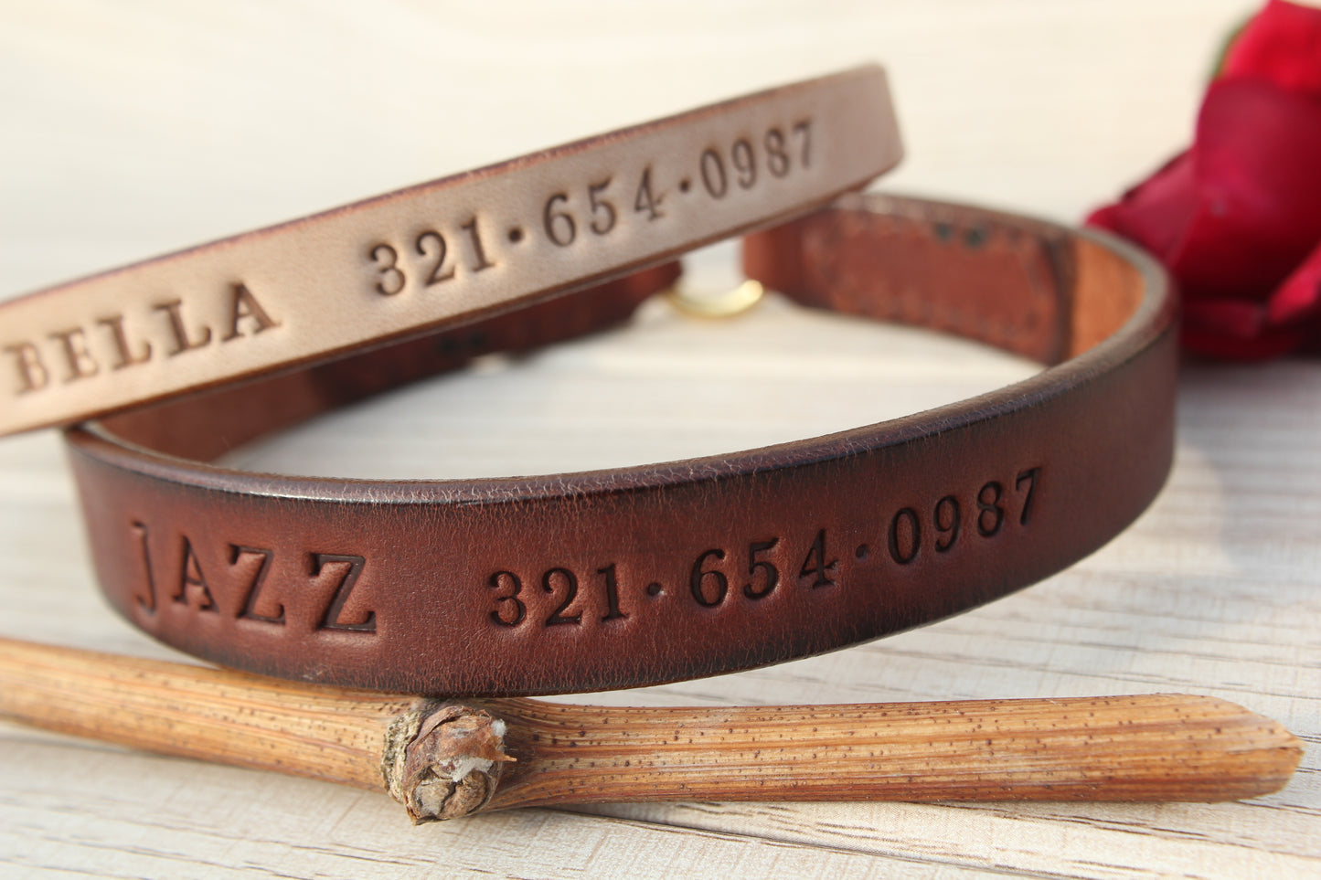 Handmade Dog House Collar with Hot-Stamped Personalized ID Tag
