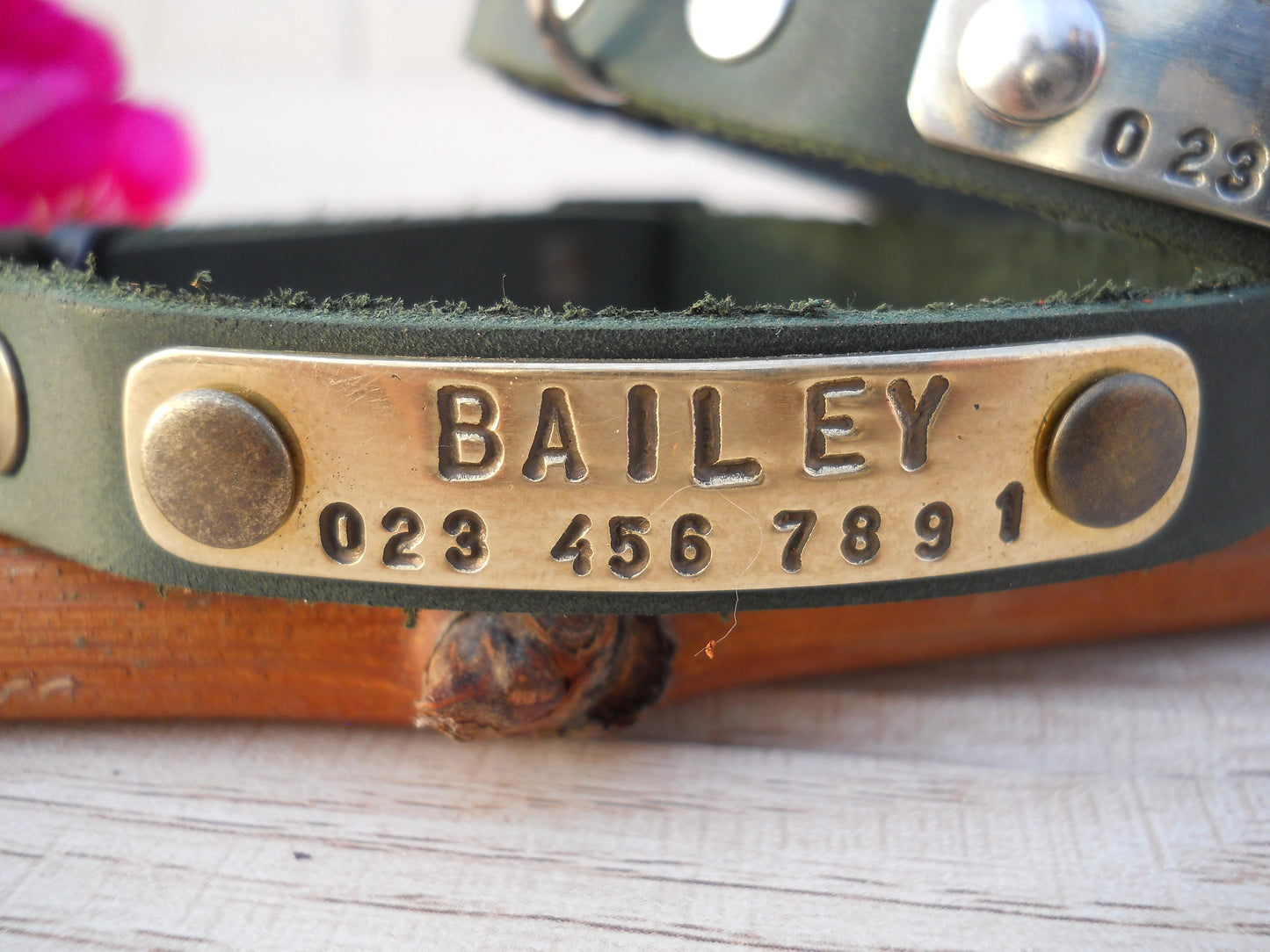 Personalized Breakaway Leather Cat Collar with ID Tag