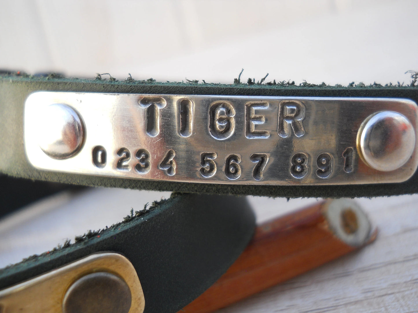 Personalized Breakaway Leather Cat Collar with ID Tag