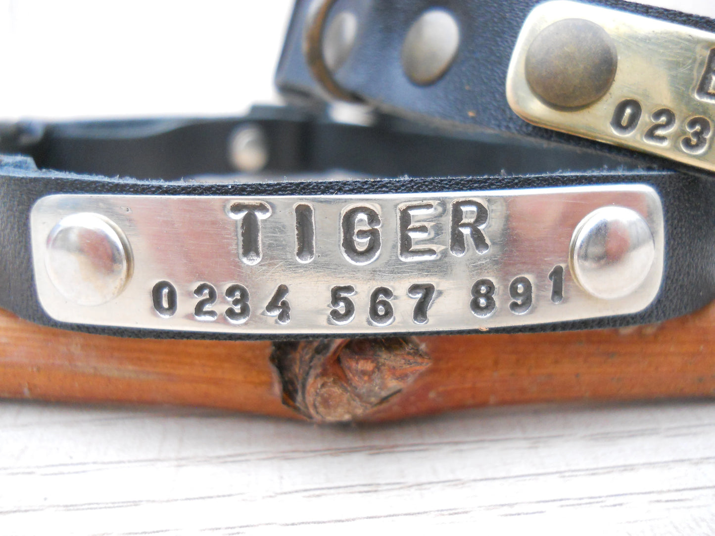 Black Leather Dog Collar – Soft Puppy Collar with Name Engraving & ID Tag