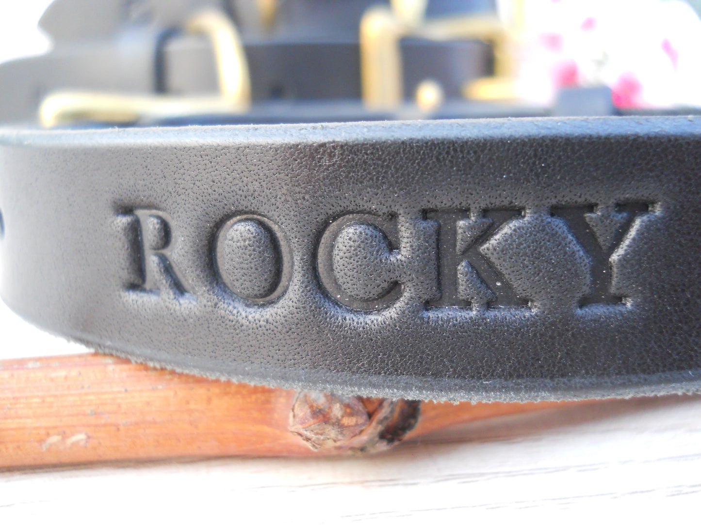 Handmade Personalized Leather Dog Collar with Engraved ID Tag