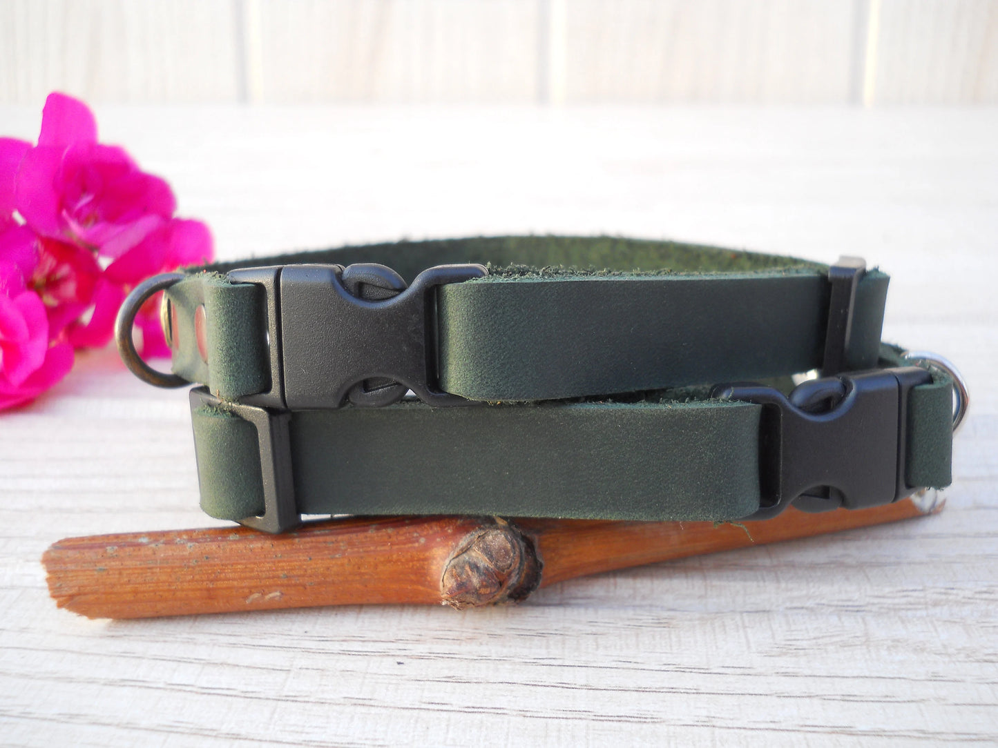 Personalized Breakaway Leather Cat Collar with ID Tag