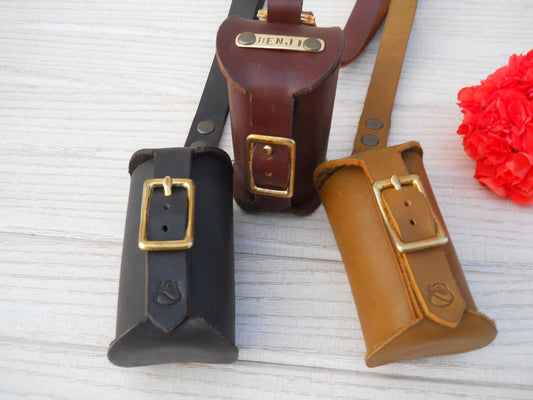 Personalized Leather Poop Bag Holder, Dog Poop Bag Dispenser, Handmade Leather Dog Bag, Custom Dog Accessories