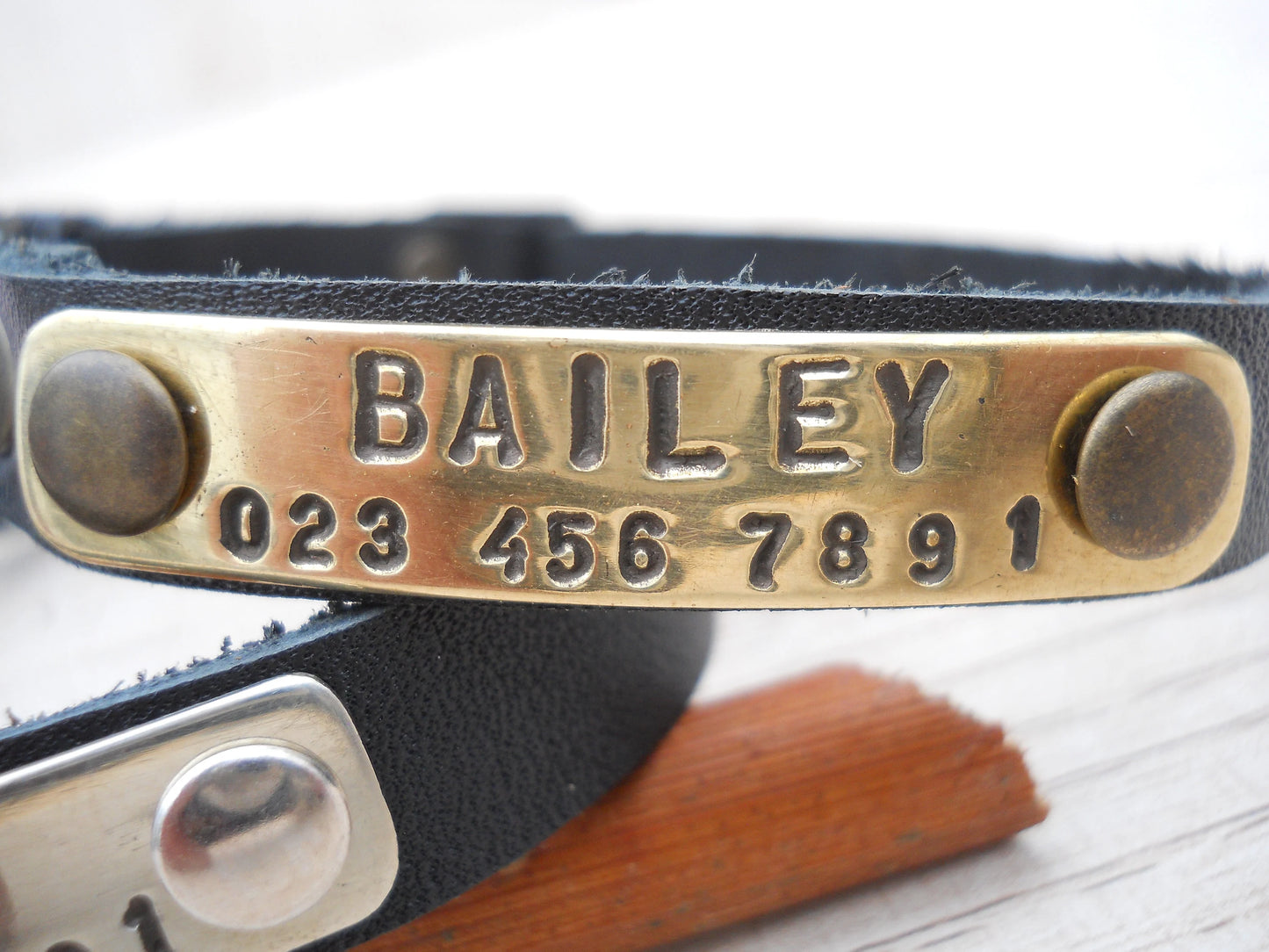 Black Leather Dog Collar – Soft Puppy Collar with Name Engraving & ID Tag