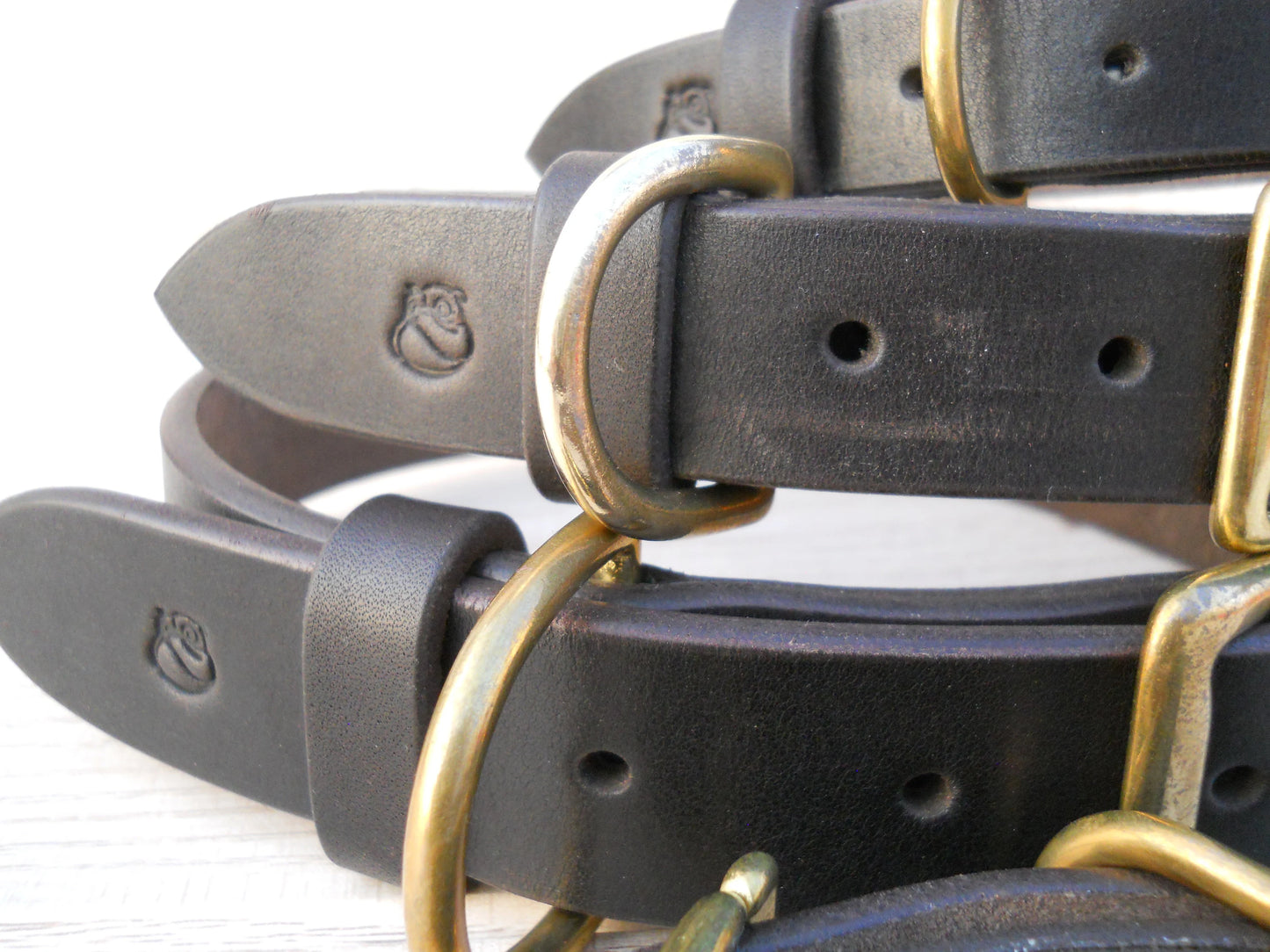 Dark Brown Leather Dog Collar with Personalized ID Tag