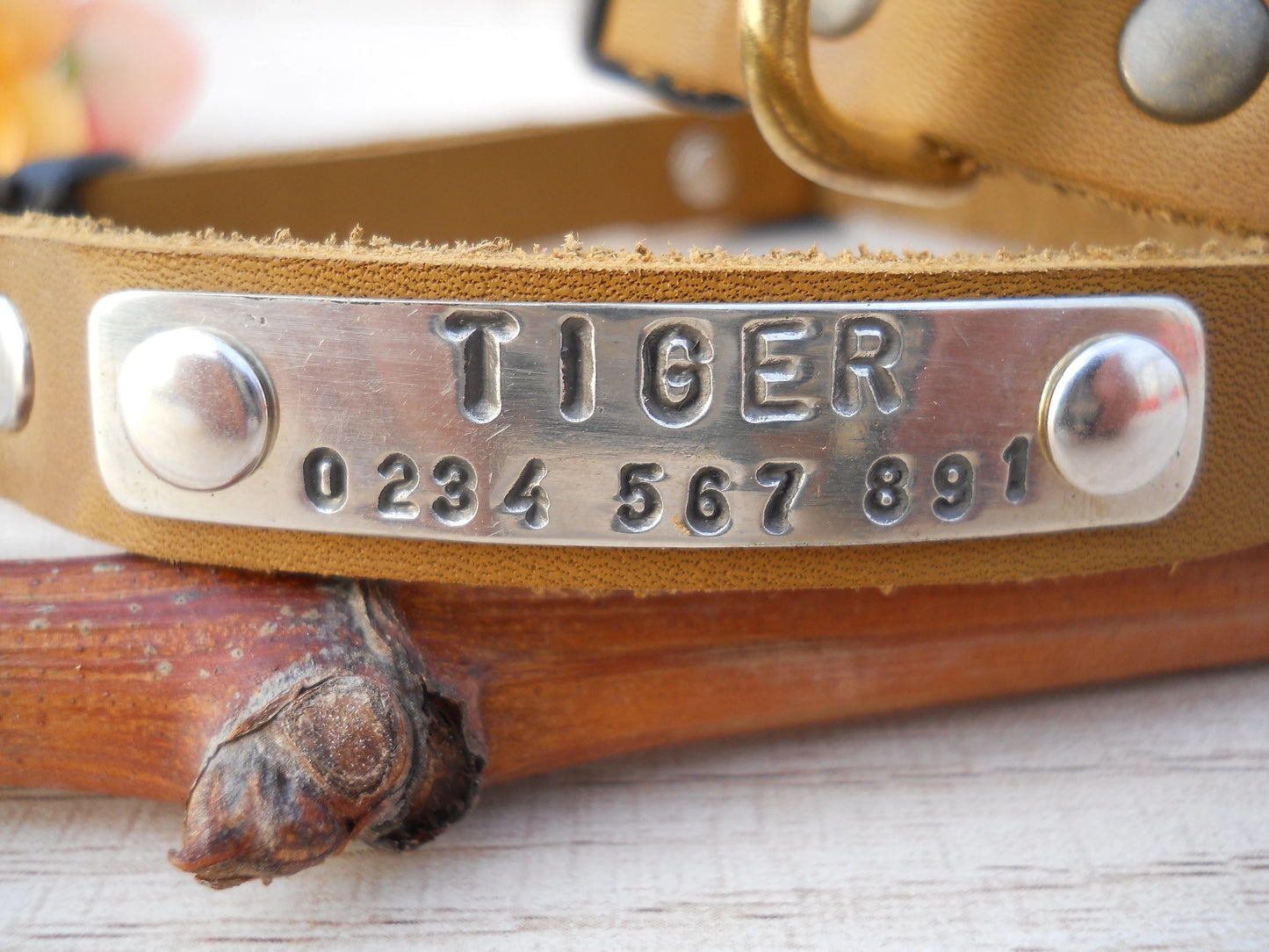 Personalized Leather Puppy Collar – Soft Small Dog Collar with Name & ID Tag