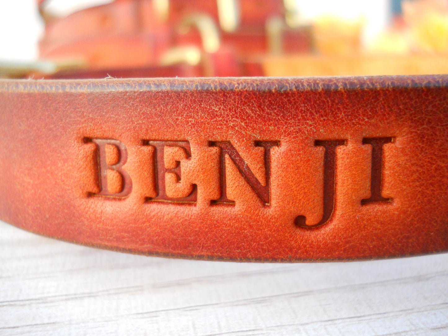 Leather Dog Collar Vintage Look, Personalized Pet Gift
