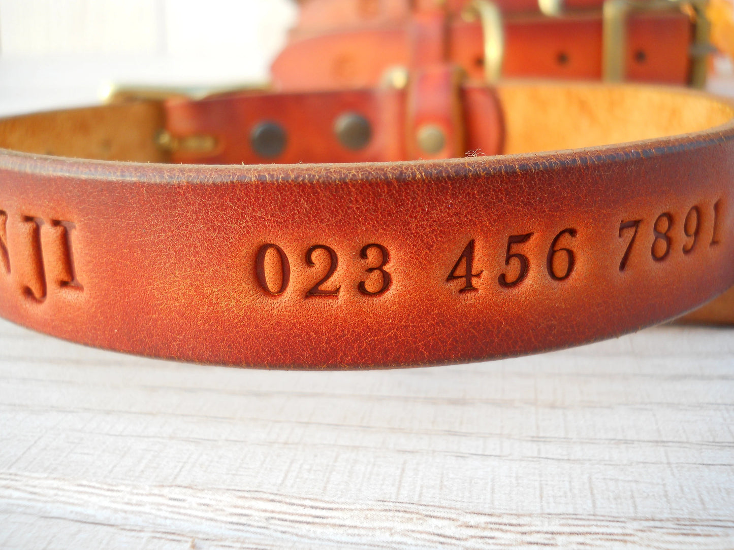 Leather Dog Collar Vintage Look, Personalized Pet Gift