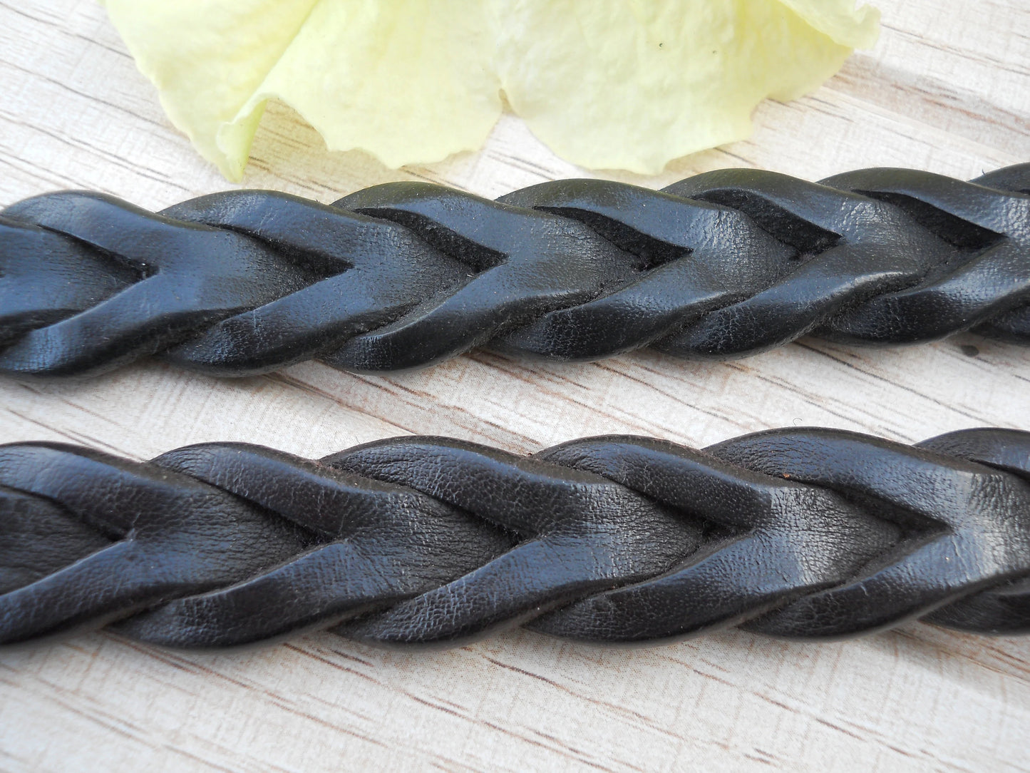 Strong Narrow Plaited Leather Dog Collar, Personalized ID Tag