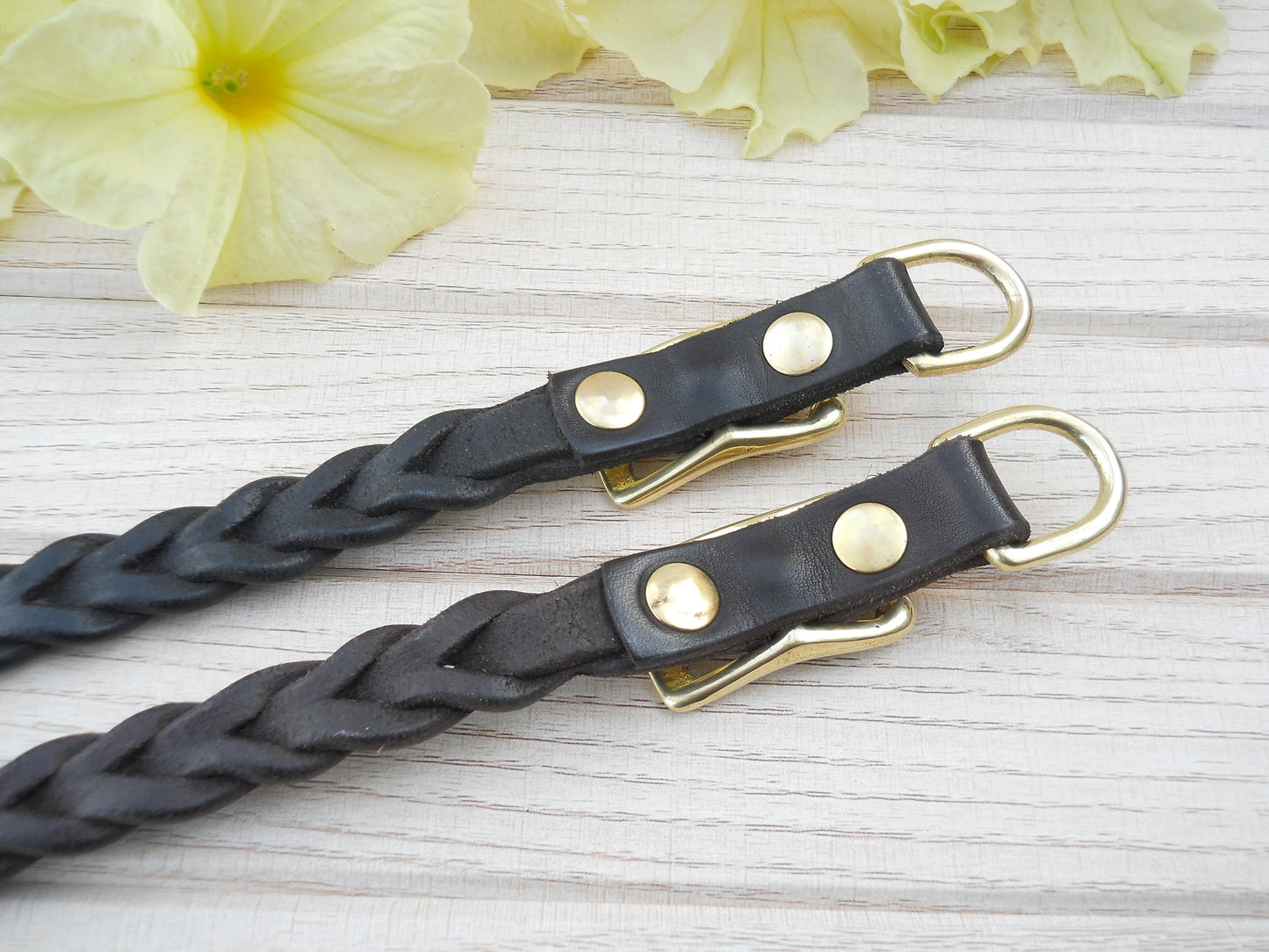 Strong Narrow Plaited Leather Dog Collar, Personalized ID Tag