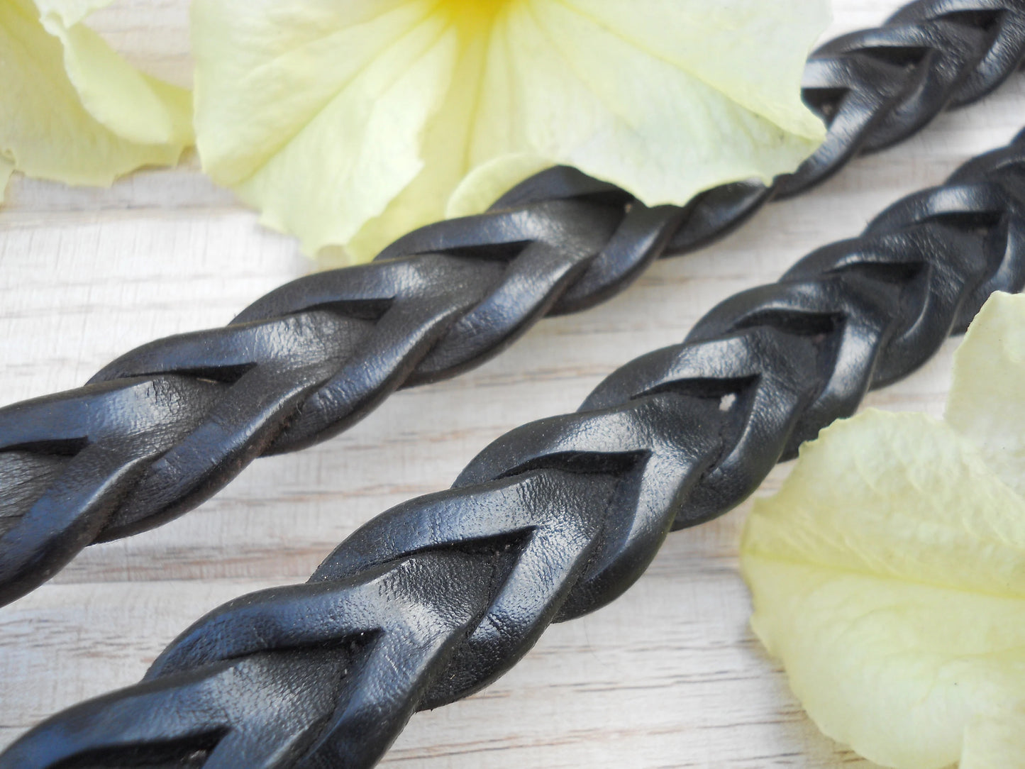 Strong Narrow Plaited Leather Dog Collar, Personalized ID Tag