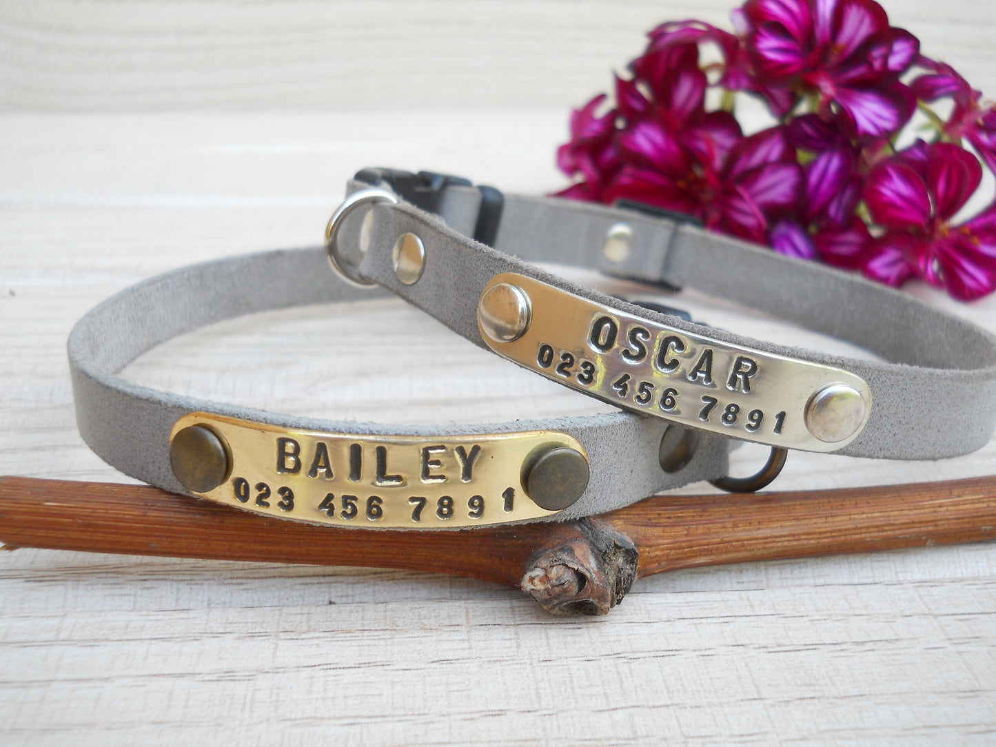 Breakaway Leather Cat Collar, Personalized Gift