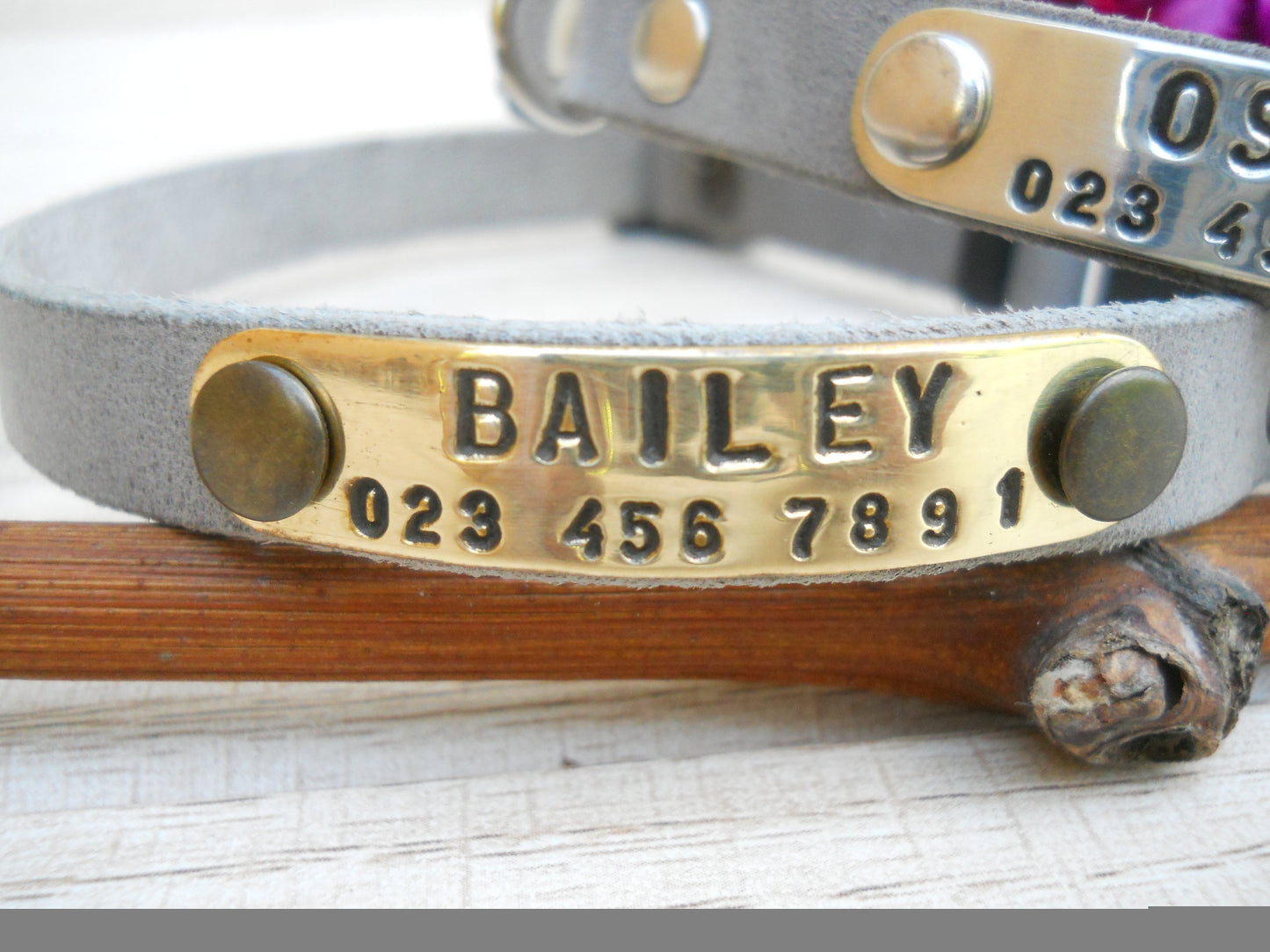 Breakaway Leather Cat Collar, Personalized Gift