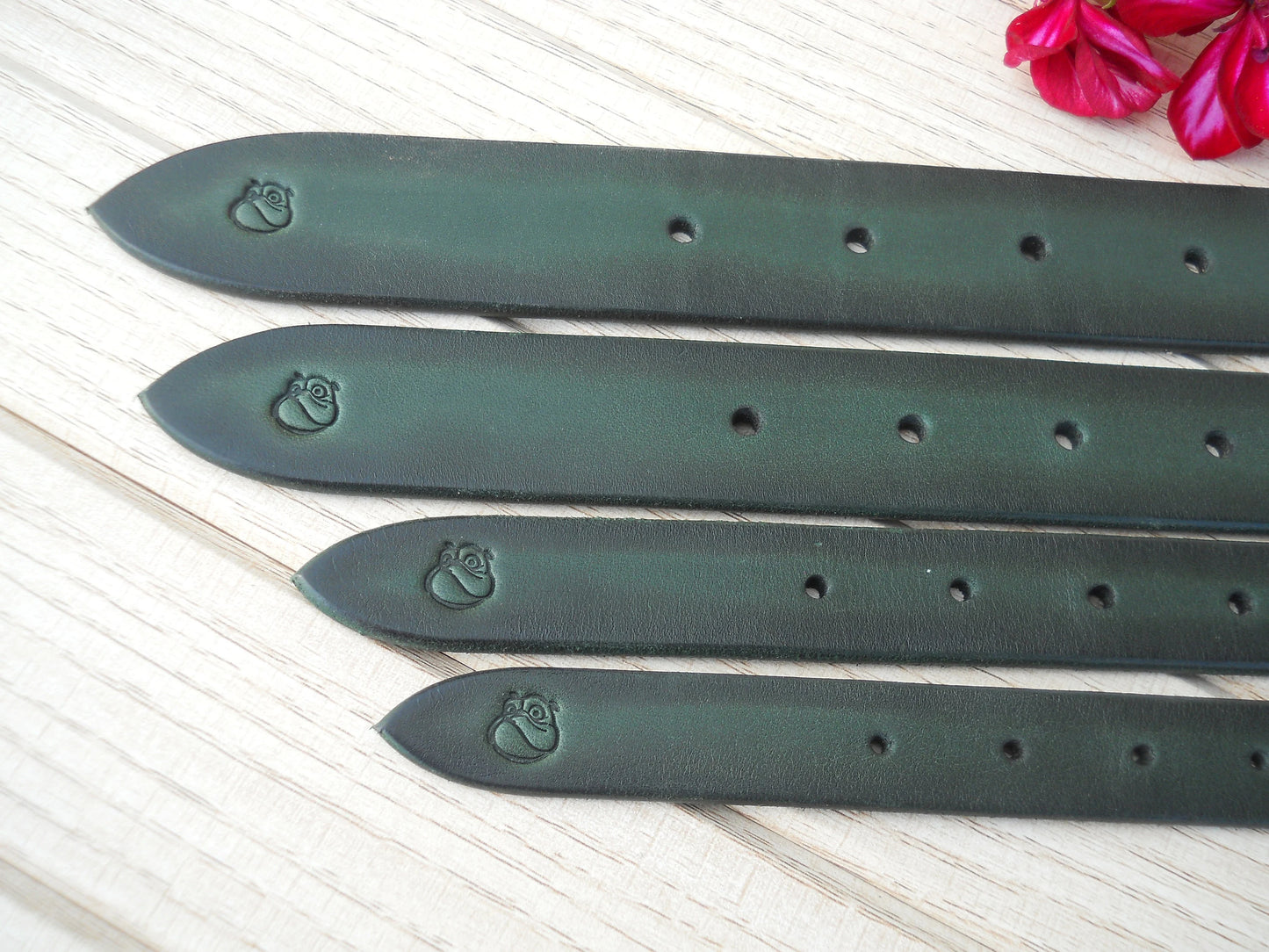 Vintage Leather Dog Collar, Handmade Dark Green