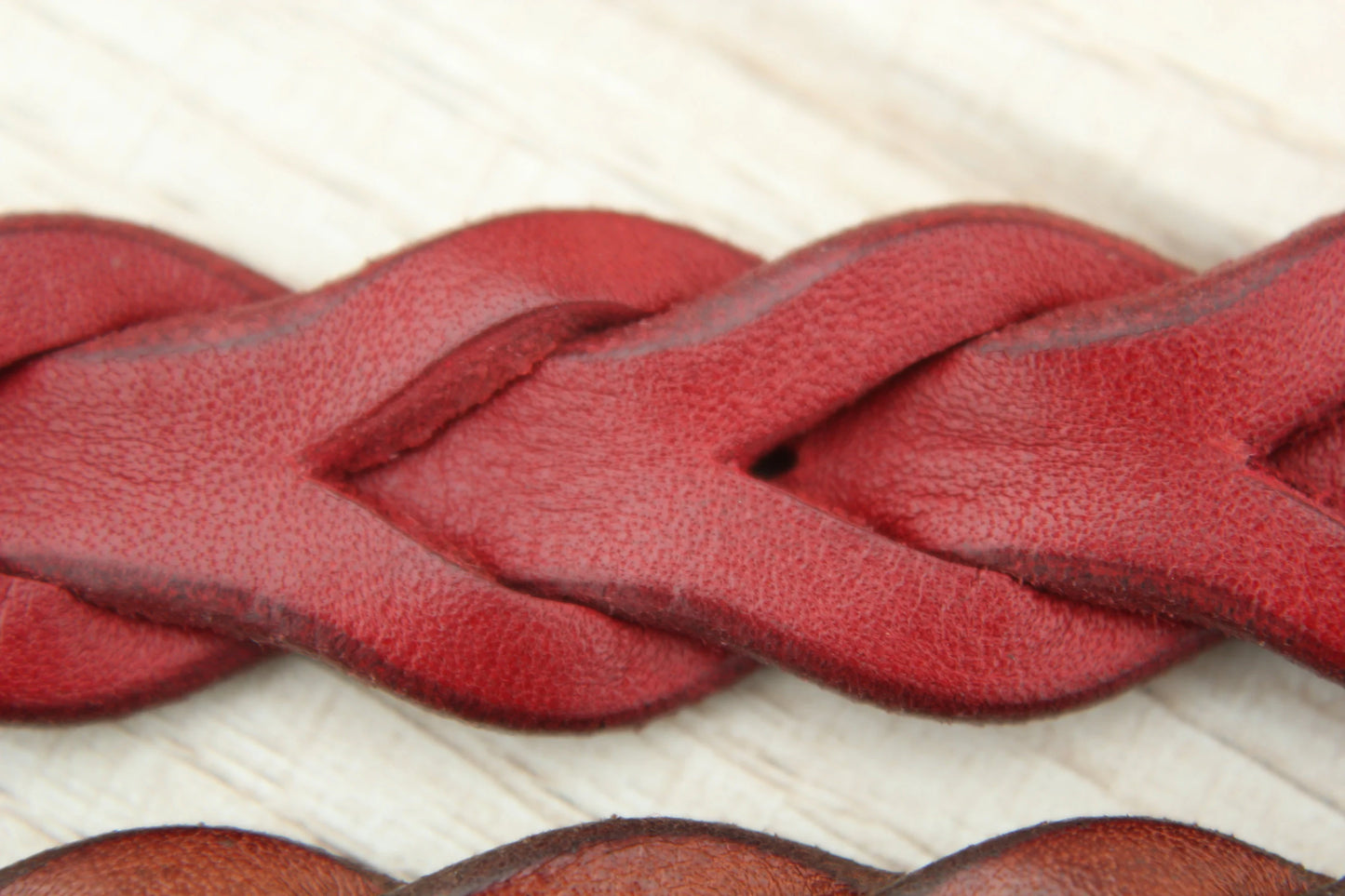 Narrow Plaited Leather Dog Collar, Personalized with ID Tag