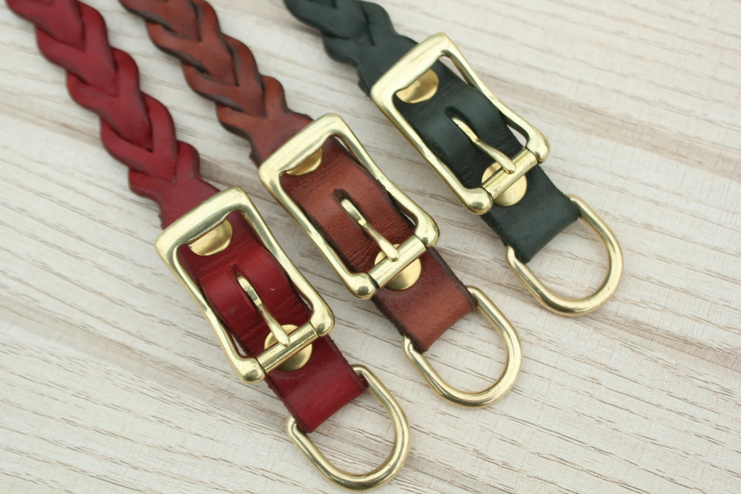 Narrow Plaited Leather Dog Collar, Personalized with ID Tag