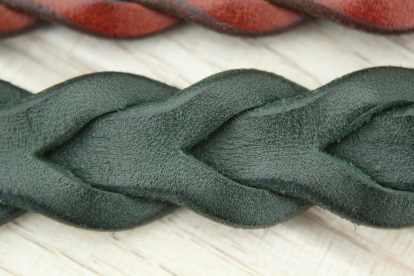 Narrow Plaited Leather Dog Collar, Personalized with ID Tag