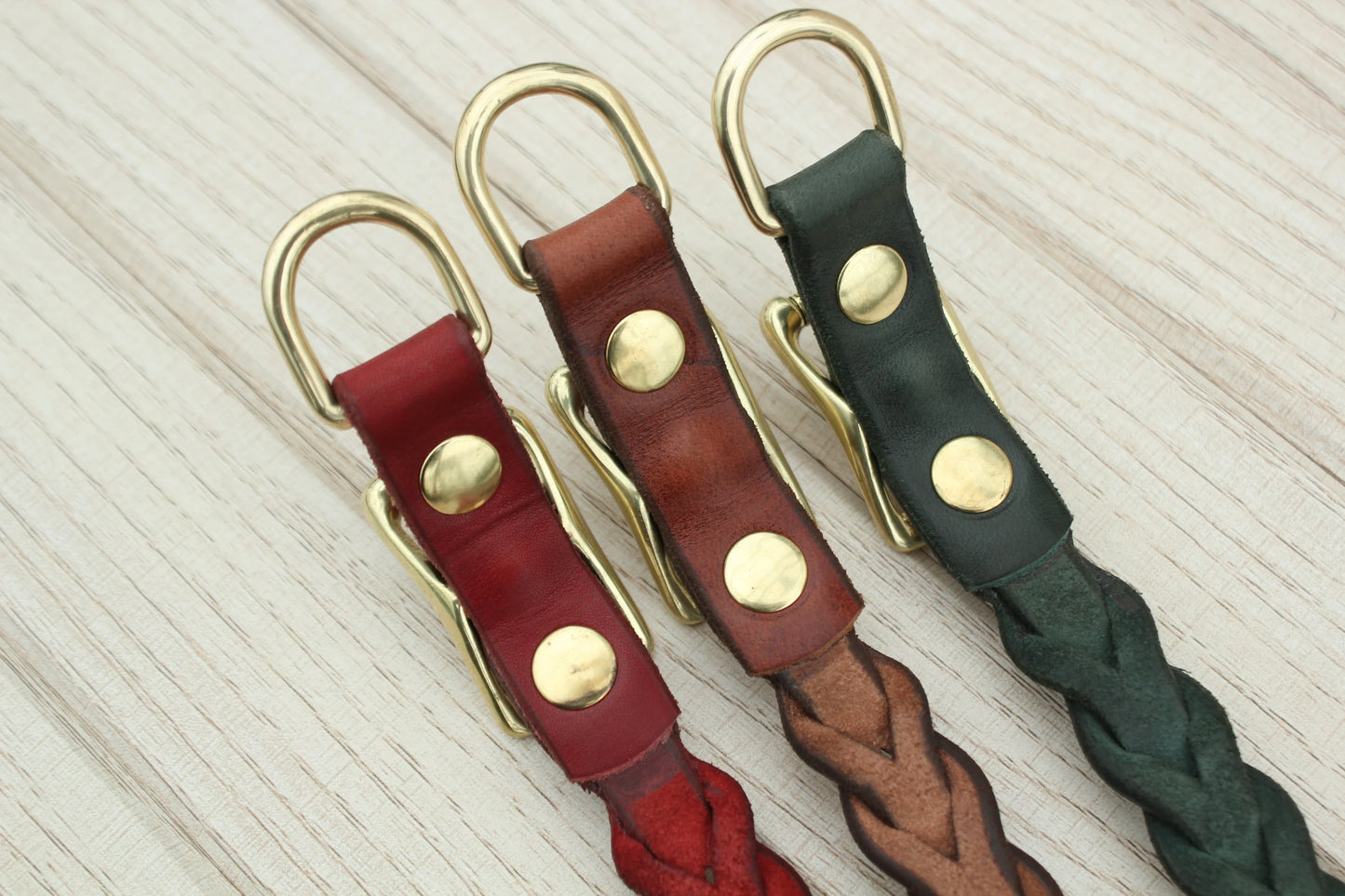 Narrow Plaited Leather Dog Collar, Personalized with ID Tag