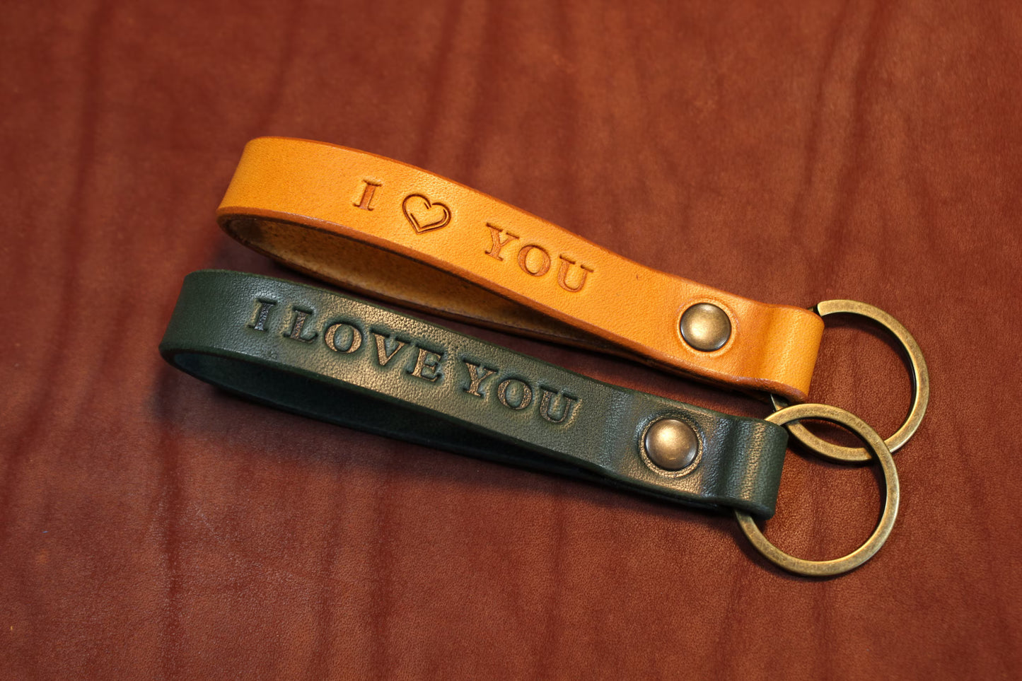 Personalized Leather Keychain, Custom Monogrammed Key Fob
