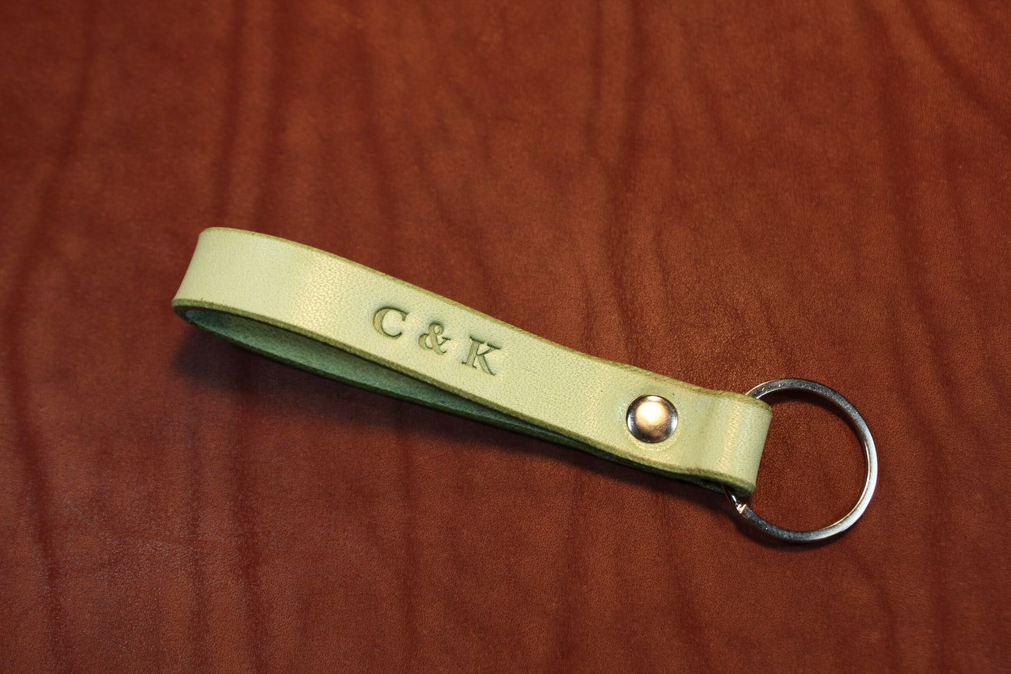 Personalized Leather Keychain, Custom Monogrammed Key Fob