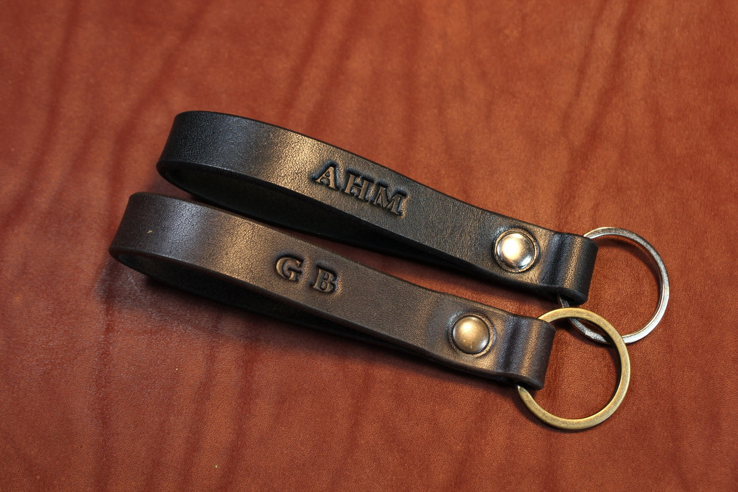 Personalized Leather Keychain, Custom Monogrammed Key Fob