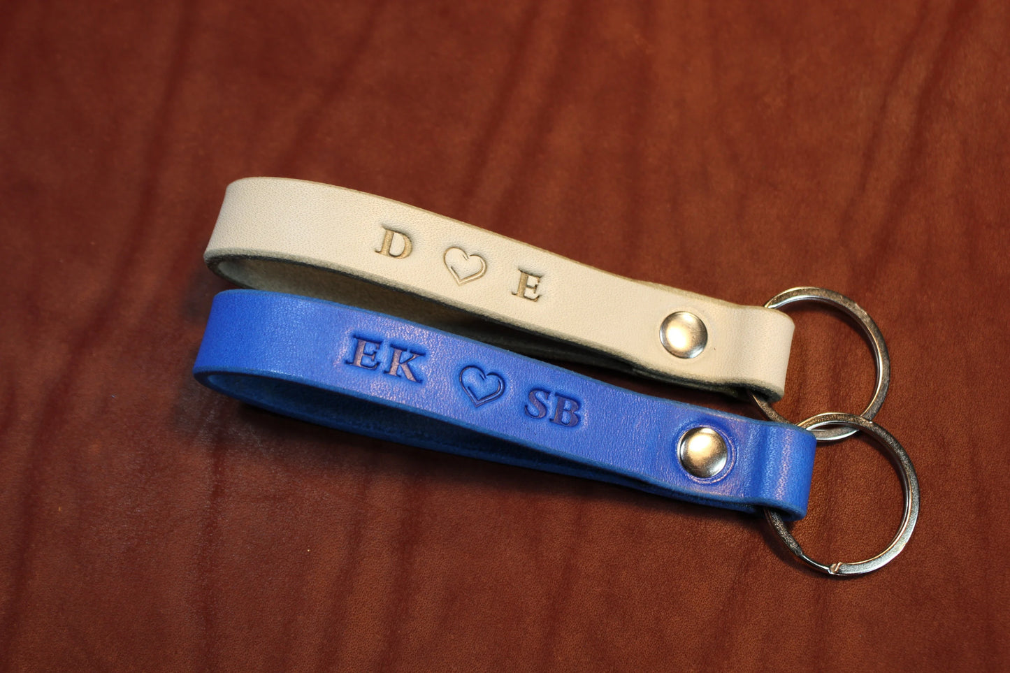 Personalized Leather Keychain, Custom Monogrammed Key Fob