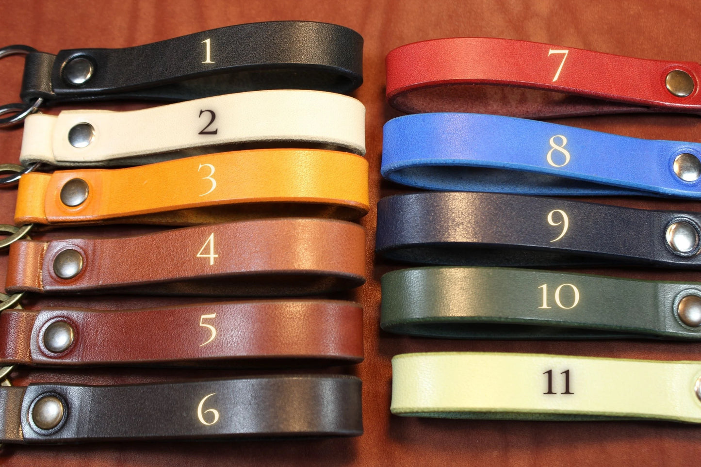 Personalized Leather Keychain, Custom Monogrammed Key Fob