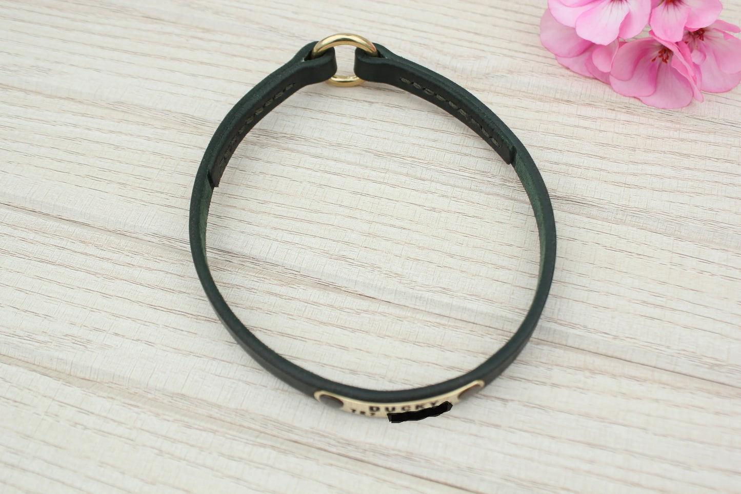 House Leather Dog Collar, Personalized ID Tag Collar