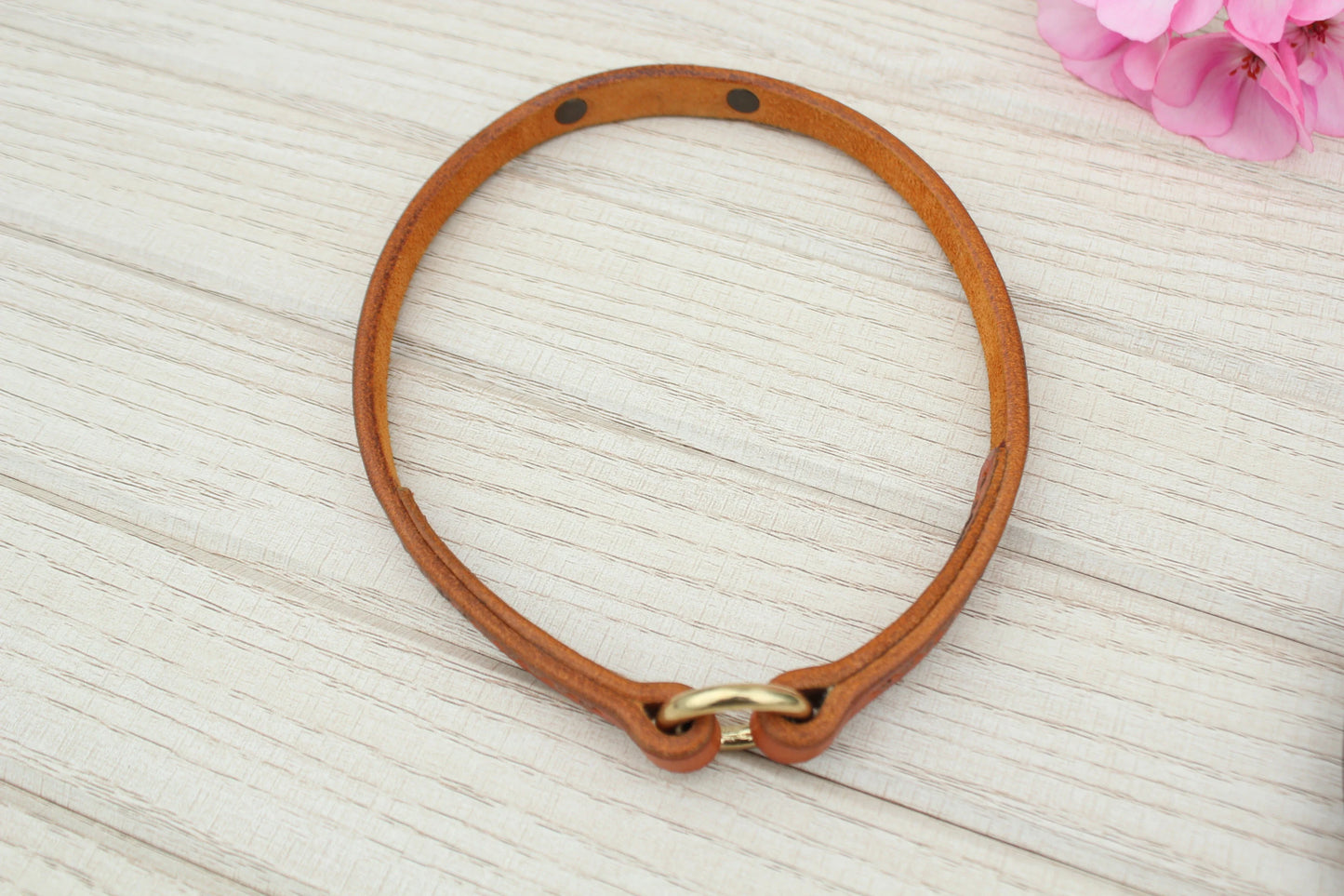 House Leather Dog Collar, Personalized ID Tag Collar