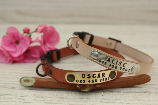 Soft Leather Cat Collar, Breakaway Cat Collar